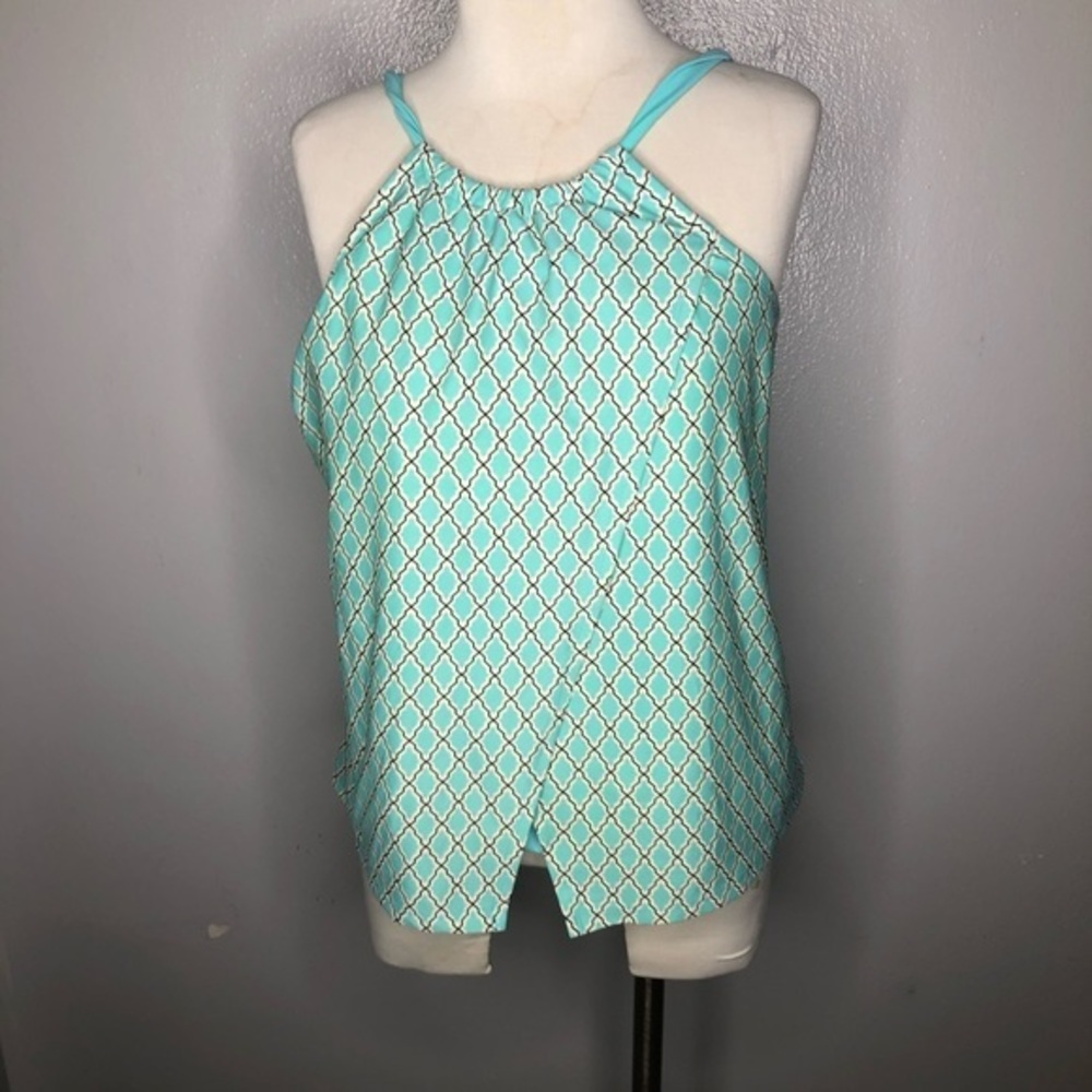 Bella Fiore Split Front Swim Top Blue Size Large